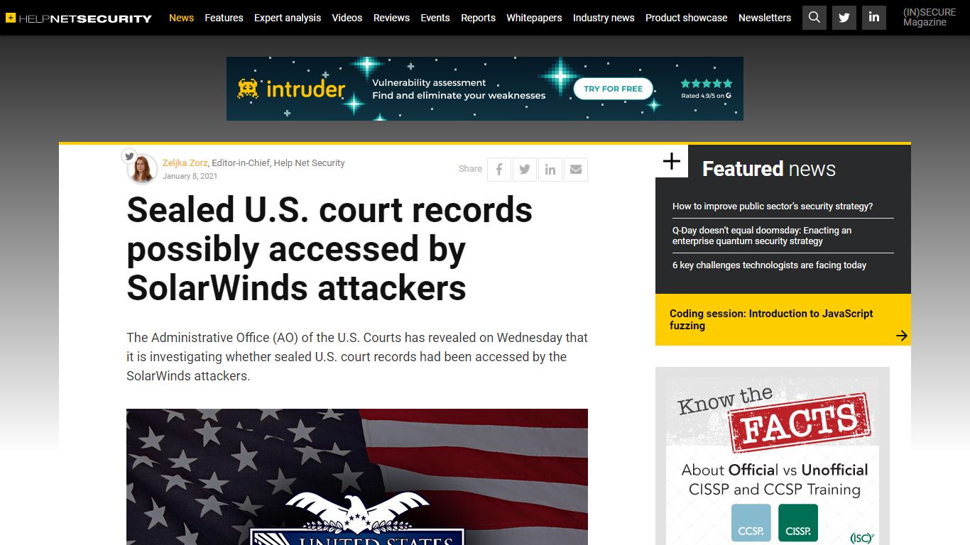 Sealed U.S. court records possibly accessed by SolarWinds attackers